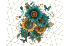 Sunflower and Butterfly PNG Clipart, Bright Jewel Tones Png Product Image 2