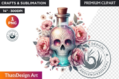 Pastel Floral Day of the Dead Clipart PNG,sugar skull design Product Image 1