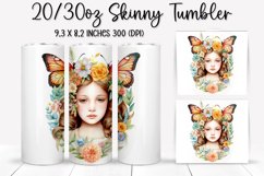 Rainbow Butterfly and Flowers - Tumbler Sublimation Design Product Image 1