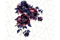 Gothic Floral PNG, Dark Aesthetic Flowers Clipart Print Product Image 2
