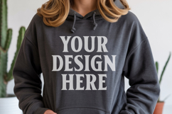 Dark Heather Gildan 18500 Hoodie Sweatshirt Mockup, Unisex Product Image 1