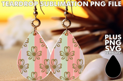 Chic Teardrop Earrings PNG Ideas, Gold Flower Product Image 1