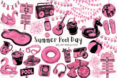 Pink Summer Pool Day Clipart Product Image 1