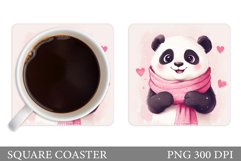 Panda Coaster Design. Valentines Coaster Sublimation Product Image 1