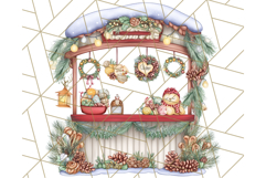 Cozy Christmas Market Stall Clipart PNG, Holiday Art Png Product Image 2