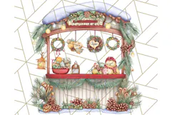 Cozy Christmas Market Stall Clipart PNG, Holiday Art Png Product Image 2