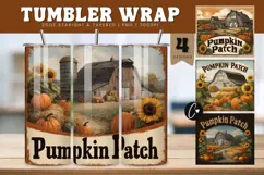 Farmhouse Pumpkin Patch Tumbler Wrap PNG Product Image 1