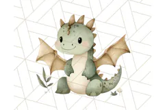 Watercolor Baby Dragon Clipart, Cute Nursery Fantasy PNG Product Image 4
