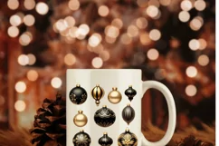 Black Christmas Ball Ornaments, Aesthetic Art Prints Product Image 8