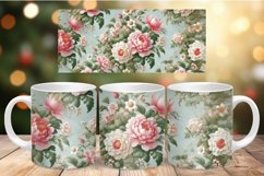 Valentine Mug Wrap Sublimation - blue flowers vintage Product Image 1