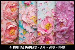 4 Beautiful 3D Flowers Digital Papers I Junk Journal Pages Product Image 1