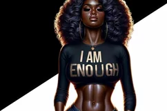 I Am Enough, Digital Wall Art, Stickers, Black Woman Pngs Product Image 2