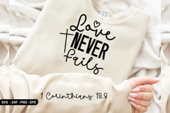 Love Never Fails - Christian Sleeve T-Shirt Design Product Image 1