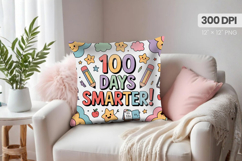 100 days of school Pillow Design, Teacher PNG Sublimation Product Image 1
