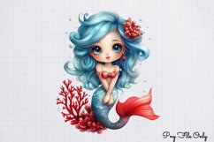 Christmas Mermaid Clipart PNG Product Image 1