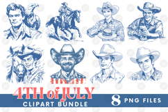 American Cowboy 4th of July USA Eagle Horse PNG DTF Bundle Product Image 1