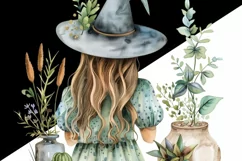 Gardening Witch PNG, Digital Prints, Mystical Artwork, Plant Product Image 3