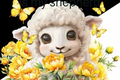 Lord is My Shepherd, Butterfly, Yellow Flowers, Sublimation Product Image 5