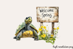 Spring Turtles Garden Clipart PNG Product Image 1