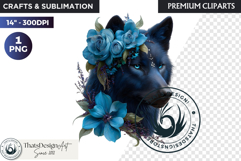 Floral Wolf Fantasy clipart, Botanical Wildlife Graphics PNG Product Image 1