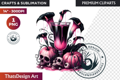 Gothic Halloween Drinks Pink and Black Sublimation clipart Product Image 1