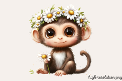 Cute Animals Daisy Flowers Clipart Product Image 1
