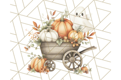 Watercolor Halloween Cottage Clipart, Ghosts &amp; Pumpkins Png Product Image 2