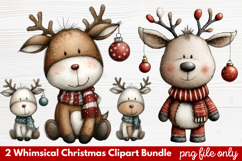 2 Whimsical Christmas Clipart | Cute Festive Holiday PNG Product Image 1