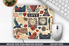 Doodle Valentines Flower Mouse Pad, Valentine Mouse Pad PNG Product Image 1