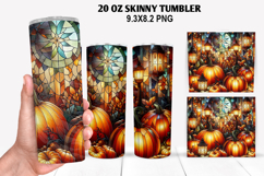 Pumpkins Skinny Tumbler 20oz Wrap Design, Halloween Tumbler Product Image 1