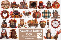 Halloween Autumn Plaid Clipart Bundle PNG Product Image 1