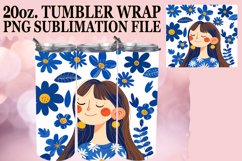 Feminine Watercolor Tumbler Wrap with Floral Portrait 20oz Product Image 1