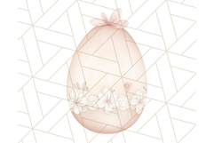 Pastel Pink Easter Bunny Egg and Flowers Clipart PNG Product Image 5