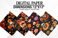 Halloween Flowers Digital Paper - Halloween Background Product Image 1