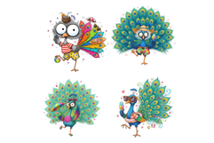Whimsical Summer Peacock Clipart Product Image 2