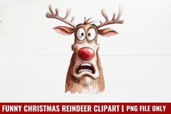 Funny Christmas Reindeer Clipart PNG Product Image 1