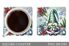 Cute Gnome Coaster Design. Christmas Coaster Sublimation Product Image 1