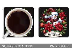 Cute Snowman Coaster Sublimation. Christmas Coaster Design Product Image 1
