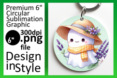 Dynamic Keychain Round Design PNG , Cute Ghost Product Image 1