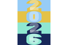 Cover with vertical 2026 number on geometric background Product Image 1