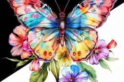 Watercolor Butterfly and Flower PNG Designs Instant Digital Product Image 2