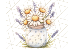 Flowers in Glass Jars PNG, Rustic Floral Watercolor Clipart Product Image 2