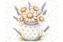 Flowers in Glass Jars PNG, Rustic Floral Watercolor Clipart Product Image 2
