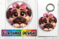 Blissful Circle Coaster Sublimation PNG, 3D Dog Product Image 1
