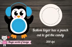 Penguin in blue headphones Candy Dome , 3d svg cut file, Product Image 2