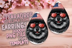 Dog with Teardrop Earrings American Flag Design Product Image 1