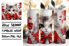 Floral Frenzy with 3D Kitties: Glossy Tumbler Art Product Image 1