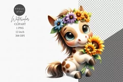 Horse clipart, Sunflowers clipart Product Image 1