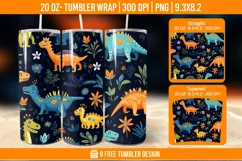 Dinosaur Tumbler Wrap Designs, Sublimation Wrap Product Image 1