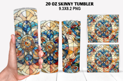 Skinny Tumbler 20oz Wrap Design, Stained Tumble PNG Design Product Image 1